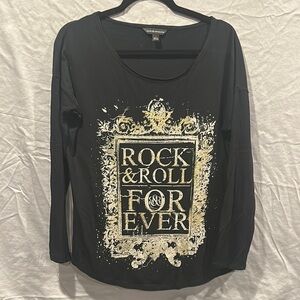 Rock & Republic Black and Gold Long Sleeve Tee
